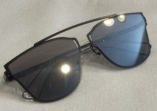 Dark Mirror Style Flat Lens Bridgeless Bridge Top Black Wire Frame Sunglasses