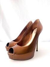 GUCCI bronze peep toe platform stiletto pumps Size EU 37 1/2 US 7