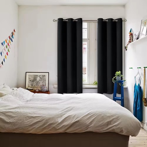 2X Blockout Curtains Thermal Bedroom 100% Blackout Curtains Fabric Pair Eyelet - Picture 5 of 36