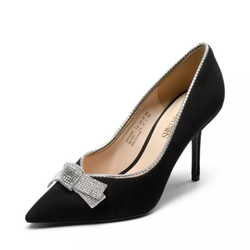 US Women Wedding Dress Pump Shoes High Heel Pointed Toe Slip On Party Pump Shoes - Picture 3 of 16