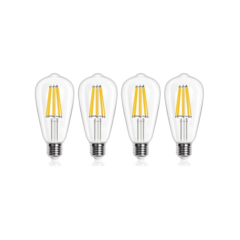 Clear LED E27 bulb set 8W cool white 6000K energy efficient lighting