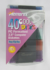 Memorex 40 Cool Disks PC Formatted 3.5" Computer Diskettes w/Free File Box