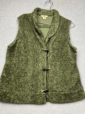 Woolrich Fleece Teddie Toggle Vest Womens Large Gannycore Simple Casual Green