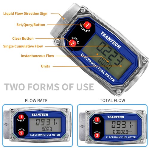 Digital Turbine Flow Meter Digital LCD Display with NPT Counter Gas Oil Fuel ... - Picture 5 of 6