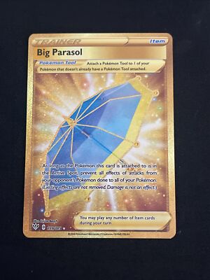 gold umbrella pokemon card POKEMON- GOLD TRAINER- BIG PARASOL, 199/189-DARKNESS ABLAZE-MINT!