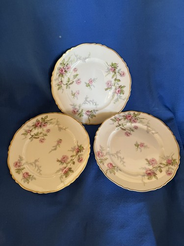 Sylvia Haviland Limoges France Bread & Butter, Dessert,Salad Plates Pk Roses Vtg - Picture 2 of 9