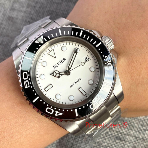 Reloj automático para hombre BLIGER 43 mm NH35A PT5000 bisel giratorio esfera blanca fecha - Imagen 25 de 59