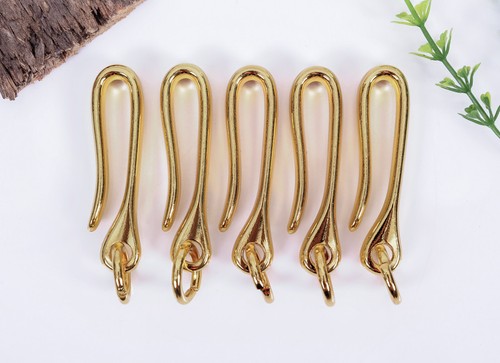 5pc 15*59mm Bling Gold KeyChain Key Ring Belt U Hook Wallet Chain Fish Hook SET - Foto 10 di 12