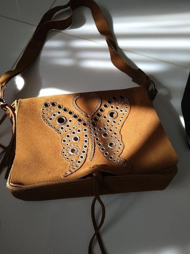 Dolce & Gabbana D&G suede Leather Butterfly Bag Women Brown Vintage - Picture 5 of 10