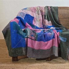 Patchwork Blanket Handmade Kantha Quilt Indian Quilt Vintage Bed Cover Bedspread