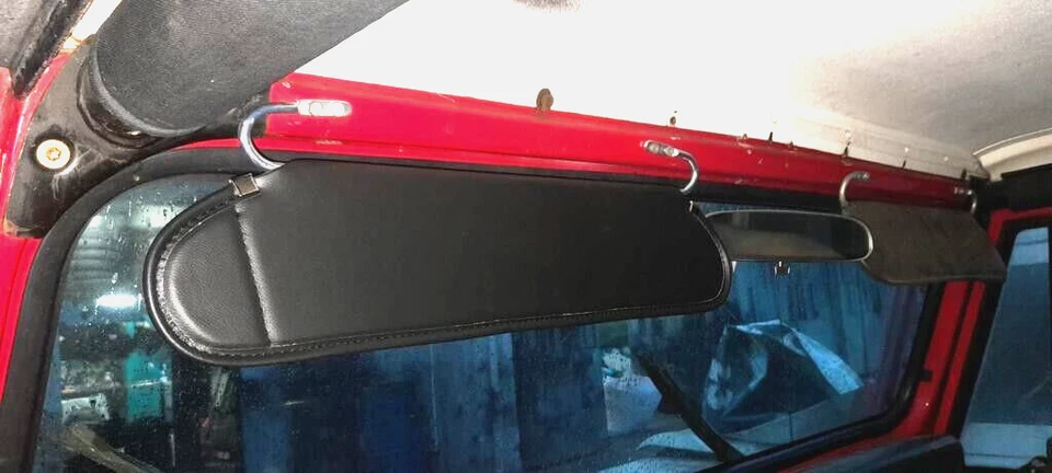 Interior Sunvisor Sun Visors Set for Jeep Wrangler YJ 87-95 Black - 2 Pieces - Image 2 of 4