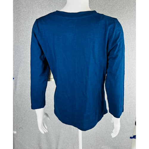 New St John's Bay Womans Sz Small Shirt Blue Be Merry 3/4 Sleeve Stretch NWT - Picture 5 of 7
