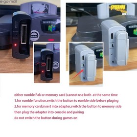 2.4G Wireless N64 Controller Rechargeable Gamedpad w/Rumble Pak for Nintendo 64