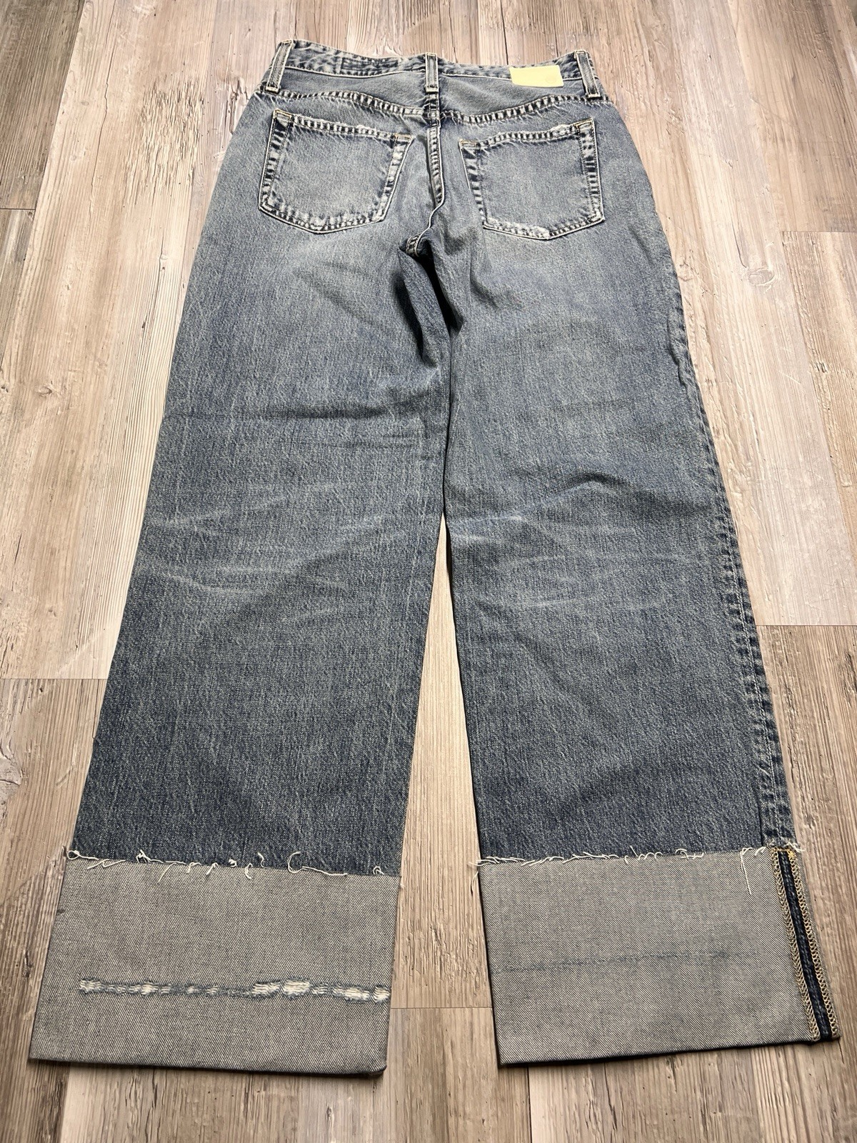 AG Adriano Goldschmied Thomas High Rise Straight Jeans Cuffed Distressed Sz 27R thumbnail 2