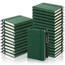 50 Sets Pocket Notebook Journal with Pens, 160 Pages, 3.5 x 5.5 Dark Green
