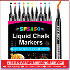 10 Liquid Chalk Markers Pens Erasable Glass Window Whiteboard Menu 1Mm Fine Tip
