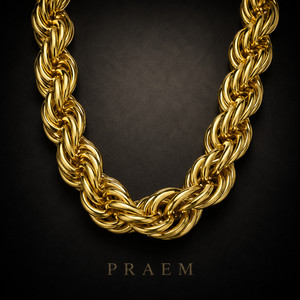 Authentic Praem Men’s Gold Plated 16mm 30" Hollow Dookie Rope Chain Hip Hop Necklace