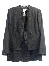 Two Piece Adrianna Papell Petites Skirt Suit Size 12 Black Beaded Beautiful