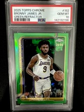 2025-26 Topps Chrome Basketball - Bronny James #182 Green Refractor /99 PSA 10