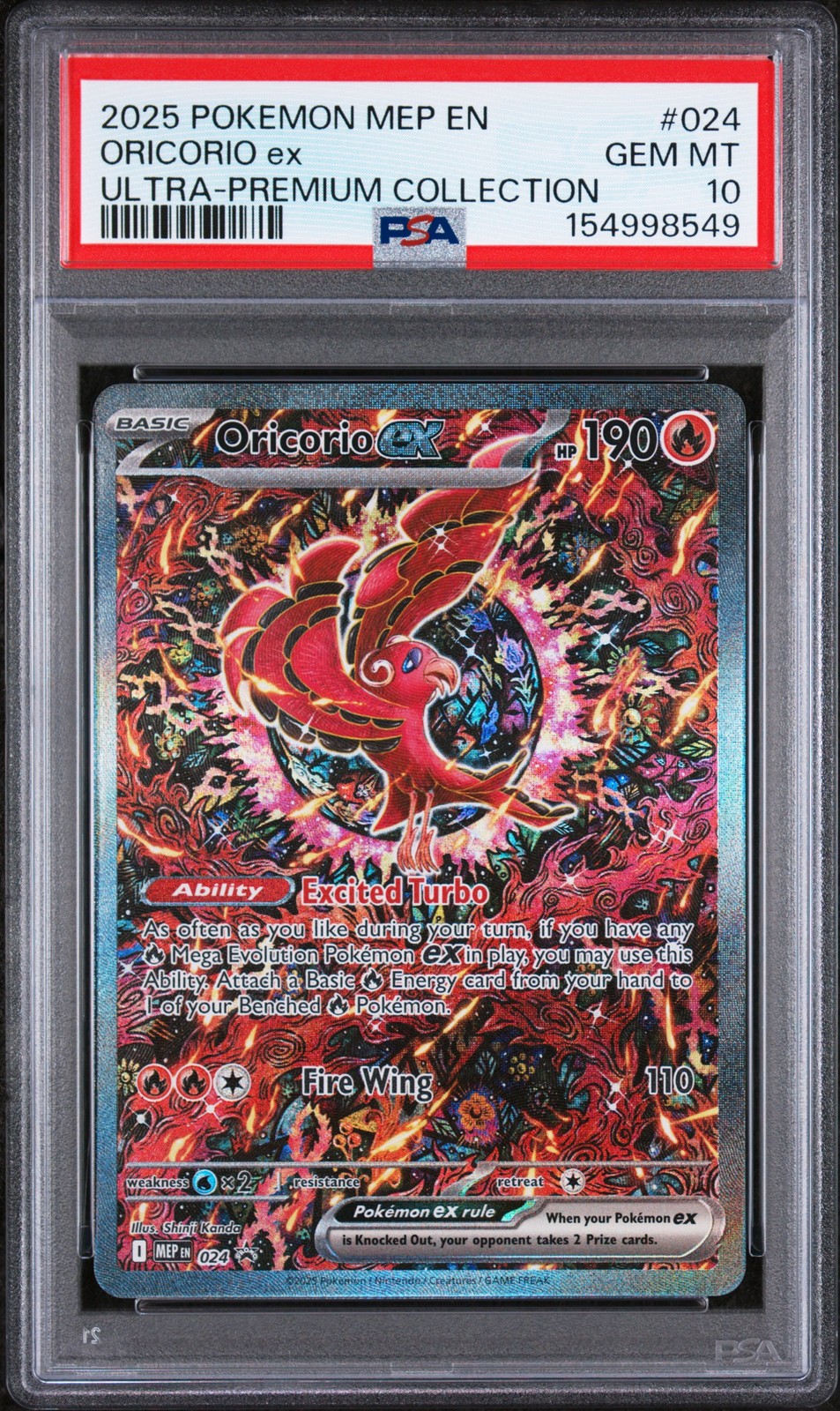2025 POKEMON MEP EN-ME BLACK STAR PROMO #024 ORICORIO EX PSA 10