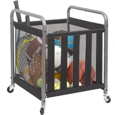 STORAGE MANIAC Ball Storage Bin Rolling Sports 12,000 cubic inches, Black