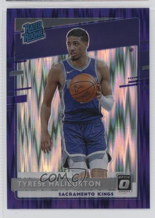2020 Donruss Optic Rated Purple Shock Prizm Tyrese Haliburton #162 Rookie RC 3y4