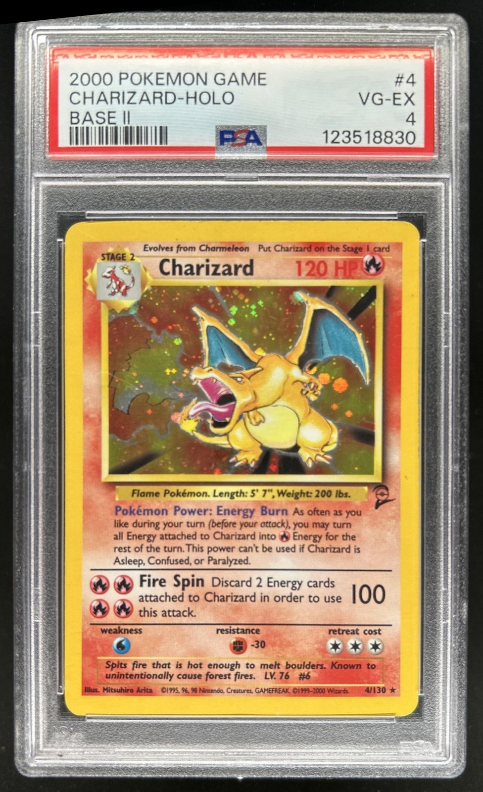 2000 Pokemon 2 Charizard Holo #4/130 PSA 4 view 1