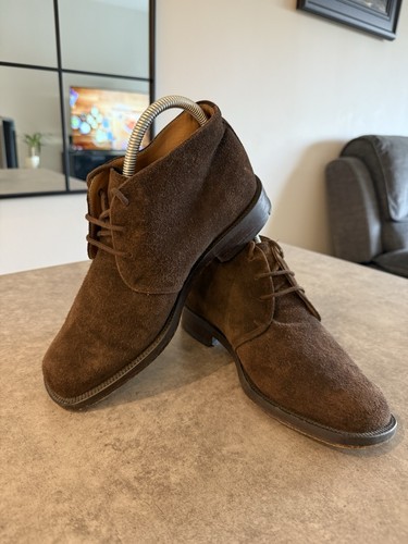 M&S Marrón Gamuza Cuero Chukka Botines con Cordones UK7 Ajuste Ancho Inteligente Informal