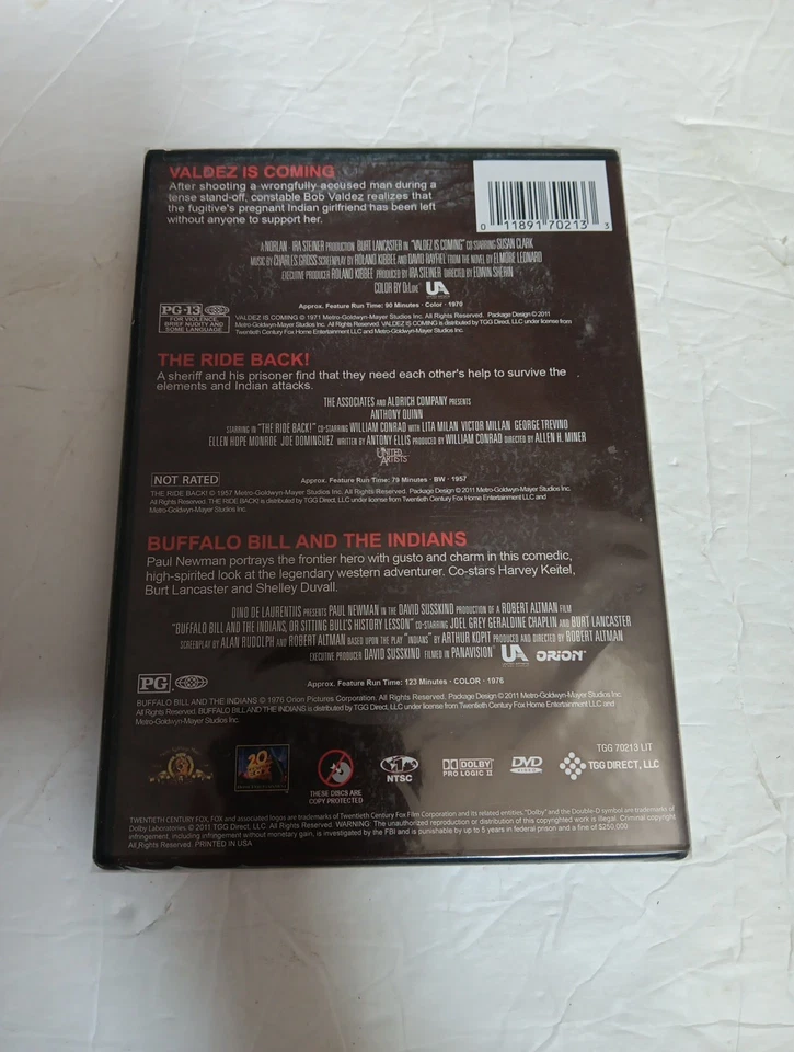 Valdez Is Coming/The Ride Back/Buffalo Bill and the Indians DVD, New & Sealed - Image 2 of 2