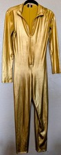 Forplay Gold Metallic Jumpsuit Stretch Catsuit Born in Hollywood Made in Mexico