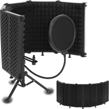 Foldable Studio Recording Microphone Isolation Shield with Pop Filter 5 Panels 