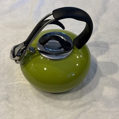 Chantal Retro Green Enamel 2 Quart Whistling Tea Kettle Tea Pot Vintage Kitchen