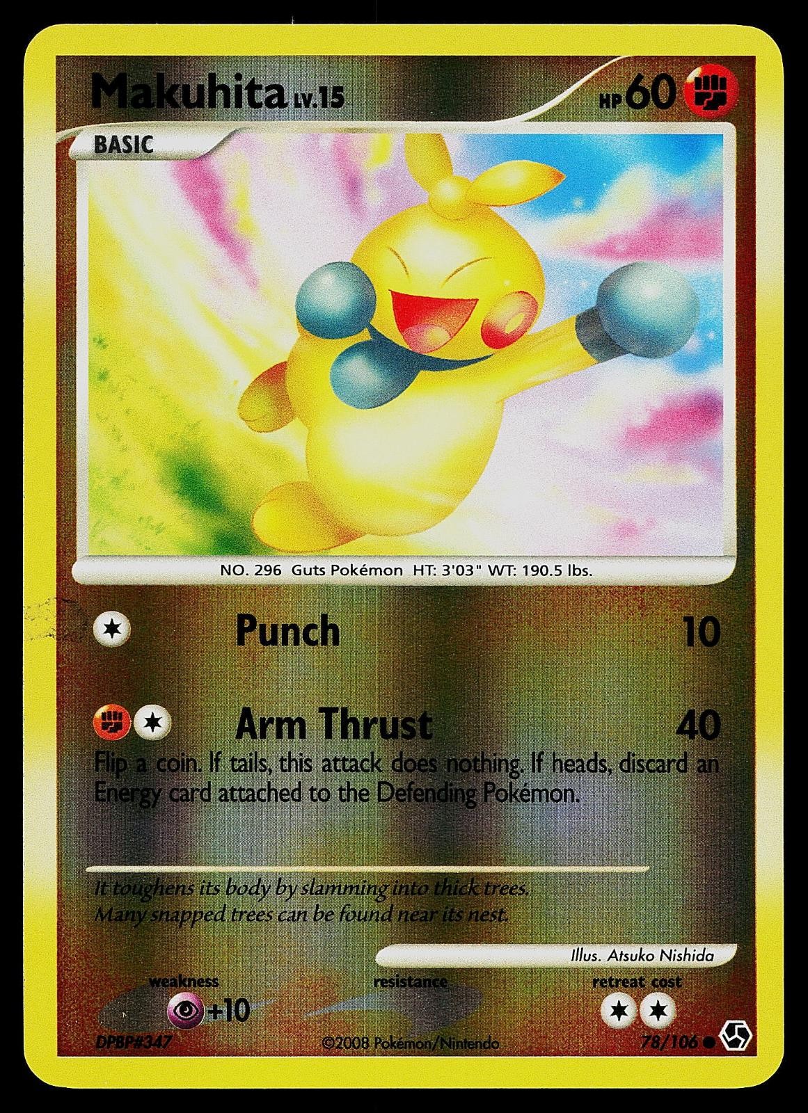 Pokemon Card - Makuhita Great Encounters 78/106 Reverse Holo Common
