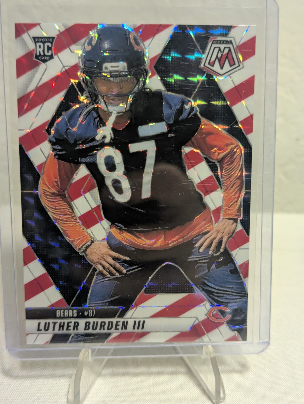 2025 Panini Mosaic - Luther Burden III (RC) #383 Red & White Stripe Prizm Bears