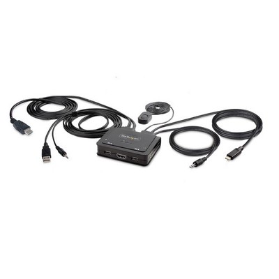 StarTech 2-Port Hybrid USB-C HDMI Cable KVM Switch (c2h46uaccblkvm)