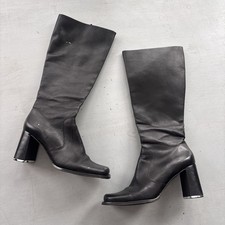 Square Toe Black Knee High Boots for Women for sale - eBay