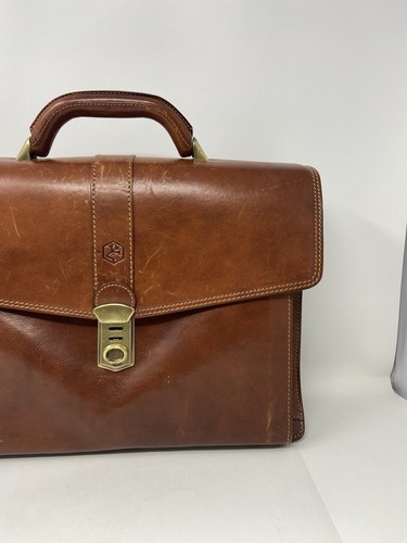 VALENTINA IN PELLE Briefcase Cowhide Attache Lawyer Bag ITALY 16 3/16”x12”x4.5” - Picture 5 of 23