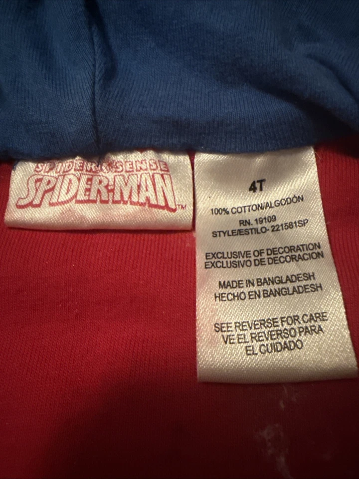 De Colección Marvel Spiderman Niños Sudadera con Capucha 4T Patchwork Cremallera Completa Disfraz Con Máscara de Malla Foto 3 de 4