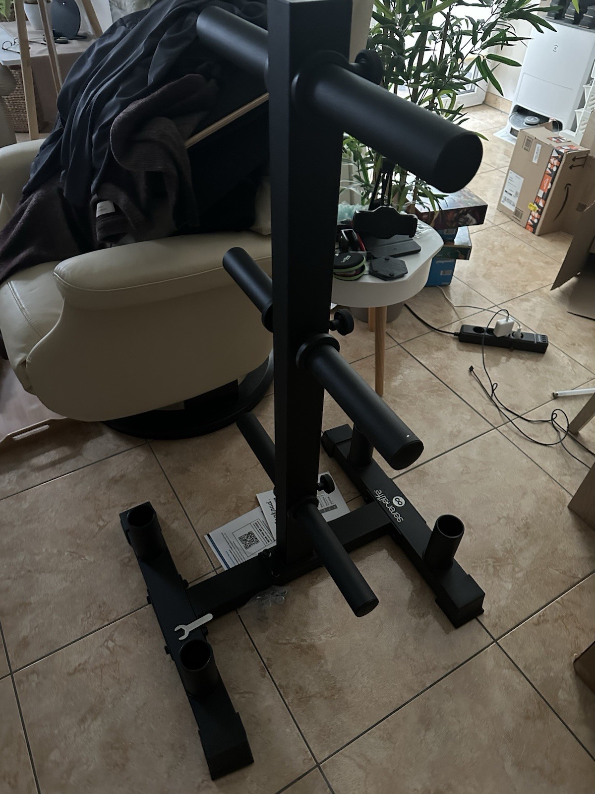 SereneLife Hantelscheibenständer 360 kg Belastbar,6 Plate-Posts, 2 Stangenhalter