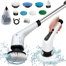 Spin Scrubber, Cordless Bath Tub Power Scrubber with 8 Replaceable Drill Brus...