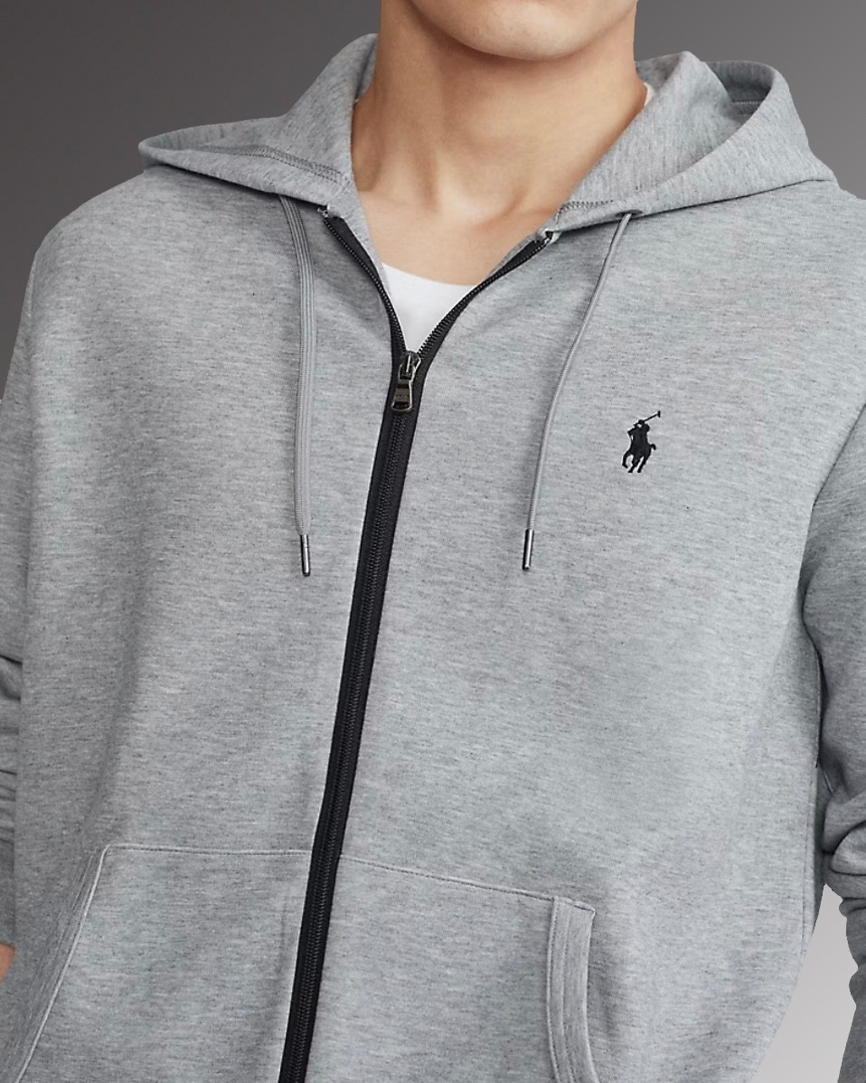 Polo Ralph Lauren Double Knit Hoodie Full Zip Grey Heather Men's