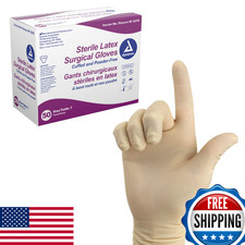 Dynarex Sterile Disposable Latex Surgical Gloves Powder-Free Packaged In Pairs