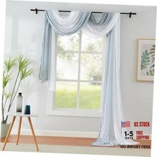 1 Piece Ombre Chiffon Sheer Window Scarf Valance Curtain 18ft for Living Grey