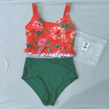 NEW Womens Size 8 Swimsuit High Wasted Floral 2 Piece Bikini