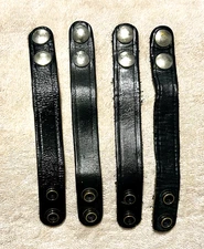 VINTAGE BLACK LEATHER POLICE BELT KEEPERS SET OF FOUR DUTY BELT STRAPS - ON SALE