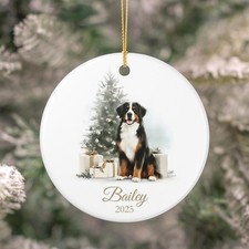 Personalized Bernese Mountain Dog Christmas Ornament Elegant Custom Berner Ke...