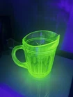 Antique Vintage Green Depression Uranium Glass Small Pitcher 5”