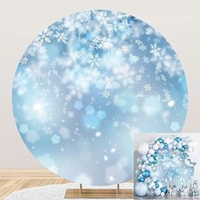 Diameter 6.5ft Christmas White Snowflake Round 6.5x6.5ft-polyester Blue,White