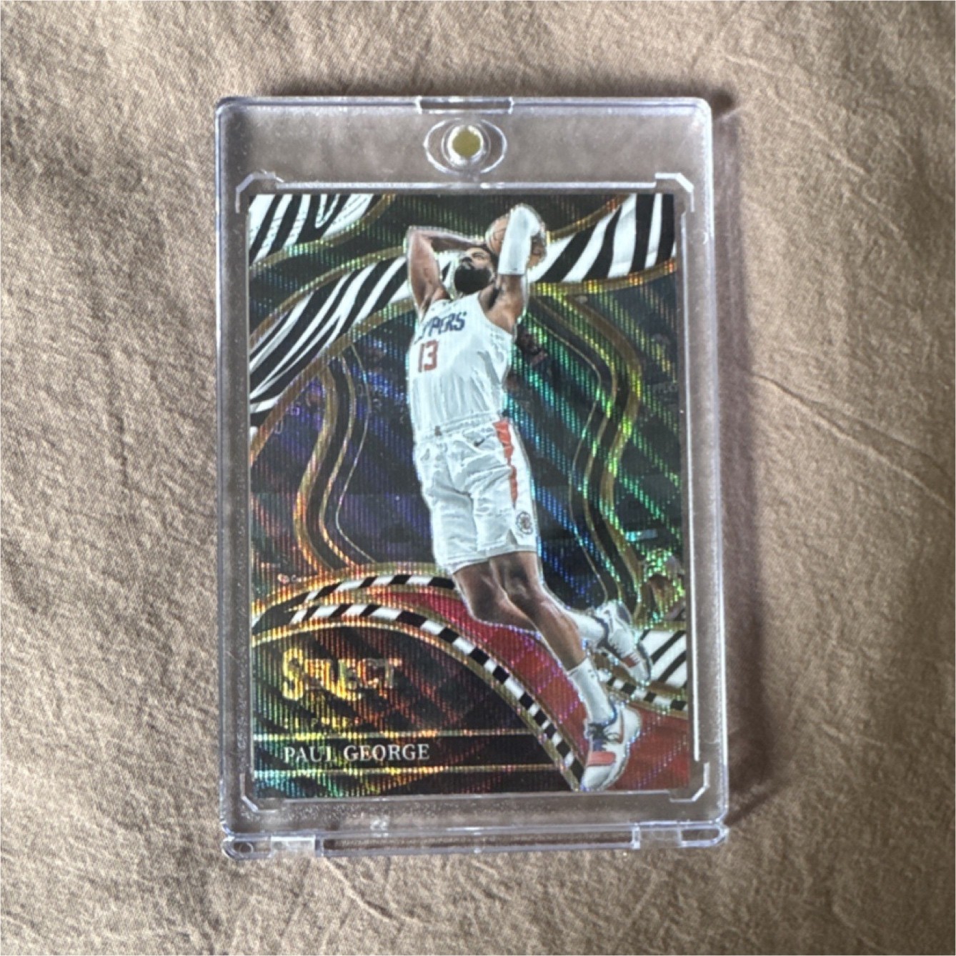 2023-24 Panini Select Paul George Zebra Prizm Courtside #214 Clippers