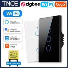 TNCE Tuya US WiFi+Bluetooth Smart Wall Switch Gang Touch Control for Lights